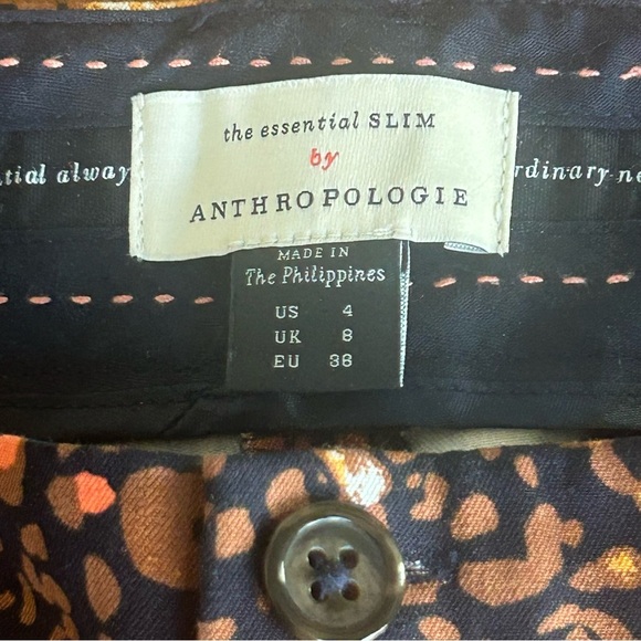 Anthropologie The Essential Slim Pants Women’s 4 – Brown Floral Stretch Trousers - Picture 9 of 11